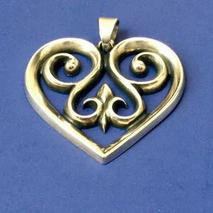 James Avery RETIRED Scroll French Heart Pendant